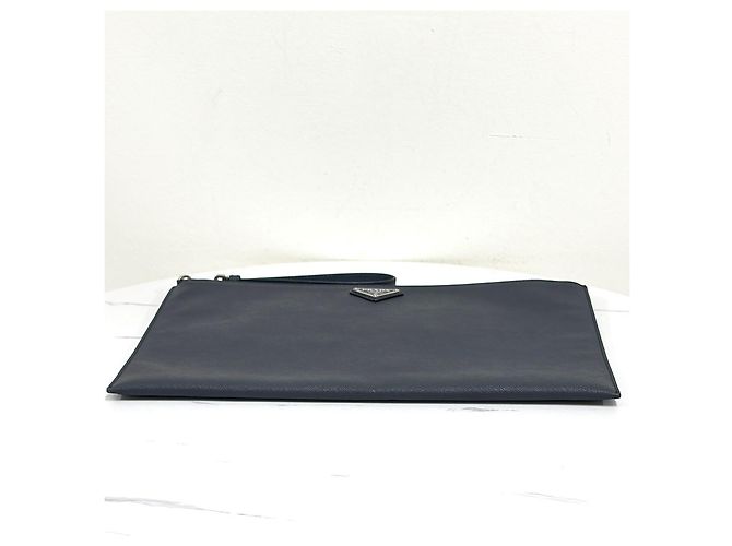 Prada Pochette Saffiano avec logo triangle Navy Bleu - vue 7