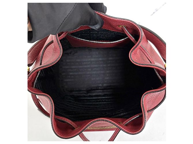 Prada Borsa Bucket Crossbody Vittelo Dino Rossa Rosso - vista 15