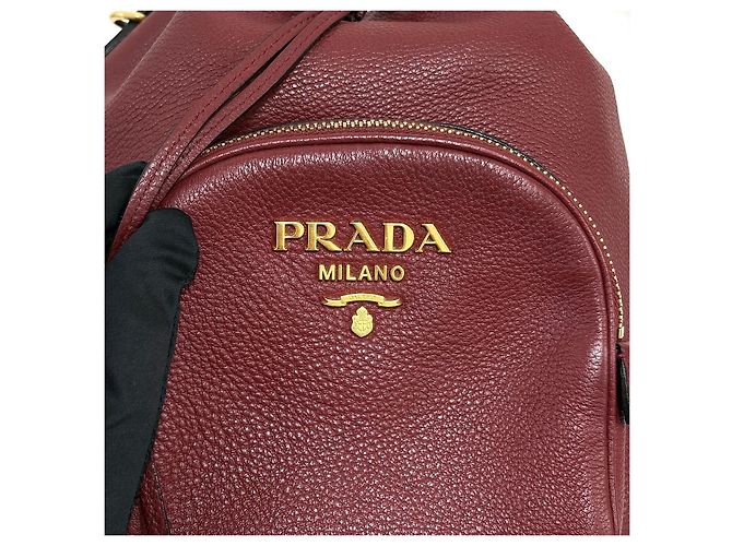 Prada Borsa Bucket Crossbody Vittelo Dino Rossa Rosso - vista 7