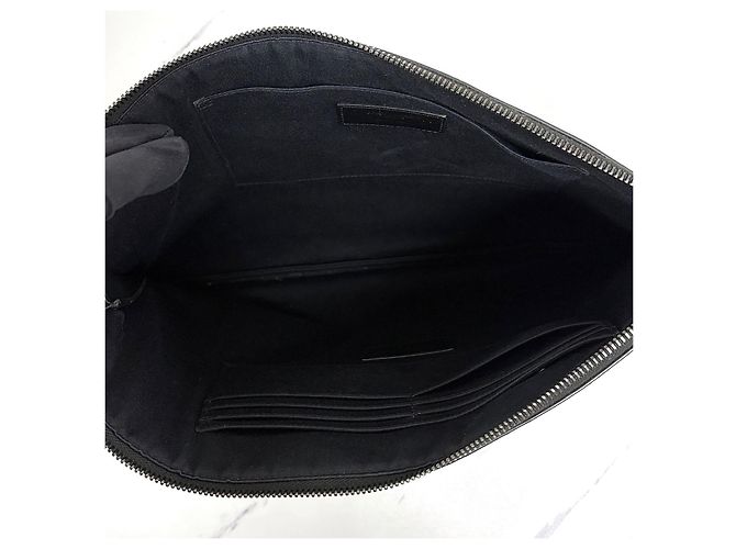 Saint Laurent Borsa a pochette in pelle Monogram Nero - vista 11