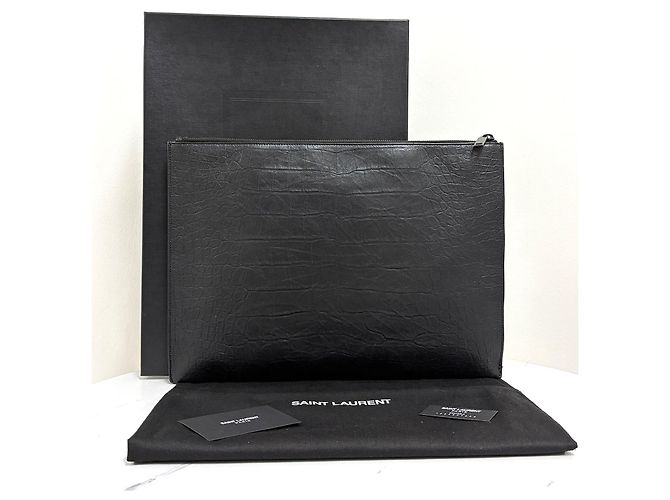Saint Laurent Borsa a pochette in pelle Monogram Nero - vista 3