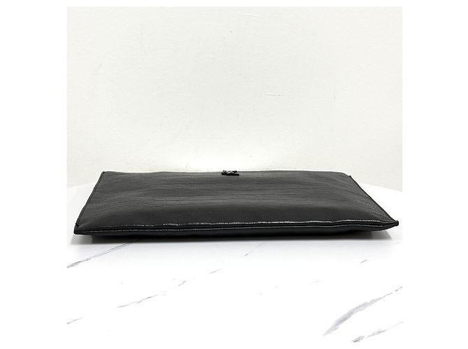 Saint Laurent Borsa a pochette in pelle Monogram Nero - vista 7