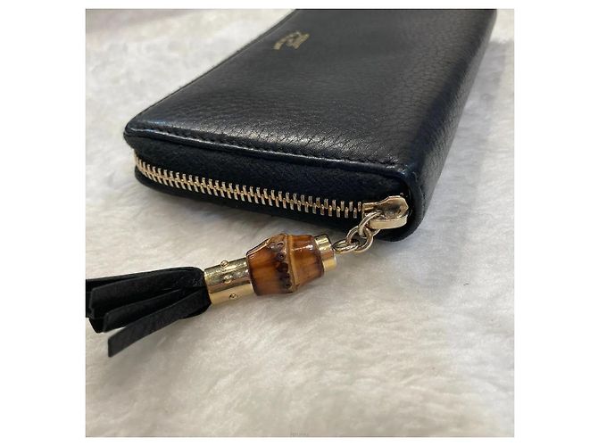 Gucci Langes Lederportemonnaie Bamboo Schwarz - Ansicht 5