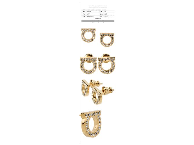 Salvatore Ferragamo Orecchini Gancini Stud Crystal Small Gold Arancione - vista 2