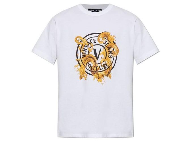 Versace Bedrucktes T-Shirt aus Baumwolljersey Weiß - Ansicht 3