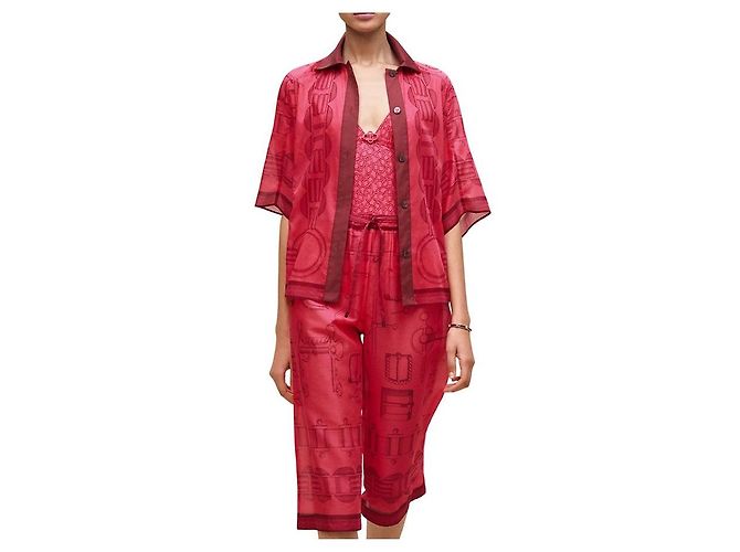 Hermès Camicia da spiaggia Cahier du Colporteur Rosa - vista 2