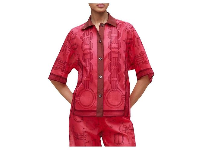 Hermès Camicia da spiaggia Cahier du Colporteur Rosa - vista 4