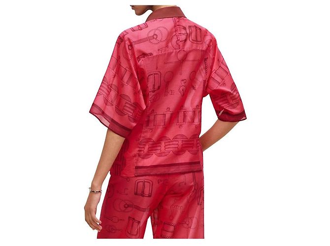 Hermès Camicia da spiaggia Cahier du Colporteur Rosa - vista 5