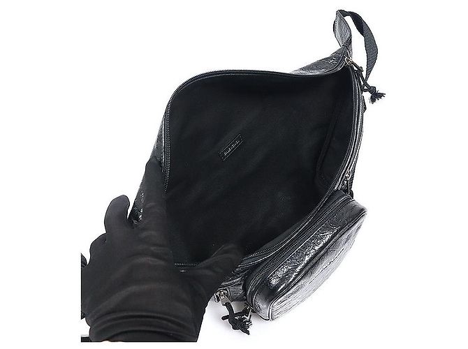 Balenciaga Borsa a tracolla e cintura Explorer multi-zip in vitello Arena nero - vista 5