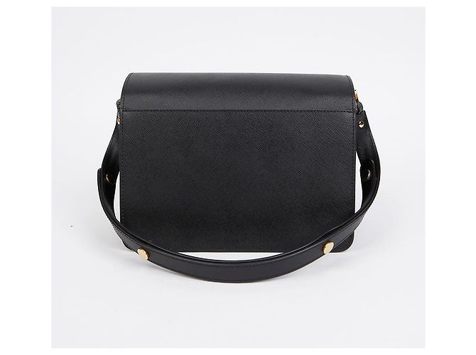 Marni Borsa a tracolla Trunk Medium in pelle Saffiano Nera Nero - vista 2