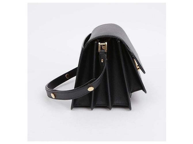 Marni Borsa a tracolla Trunk Medium in pelle Saffiano Nera Nero - vista 3