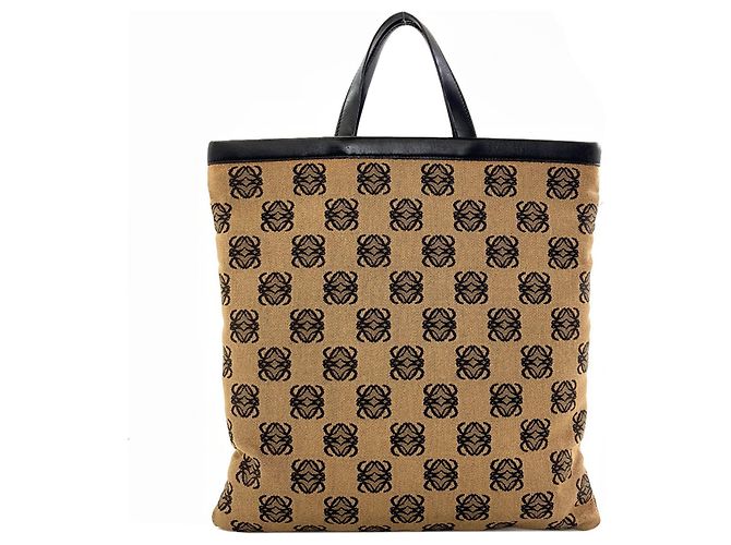 Borsa Tote Loewe Anagram Marrone Nero - vista 2