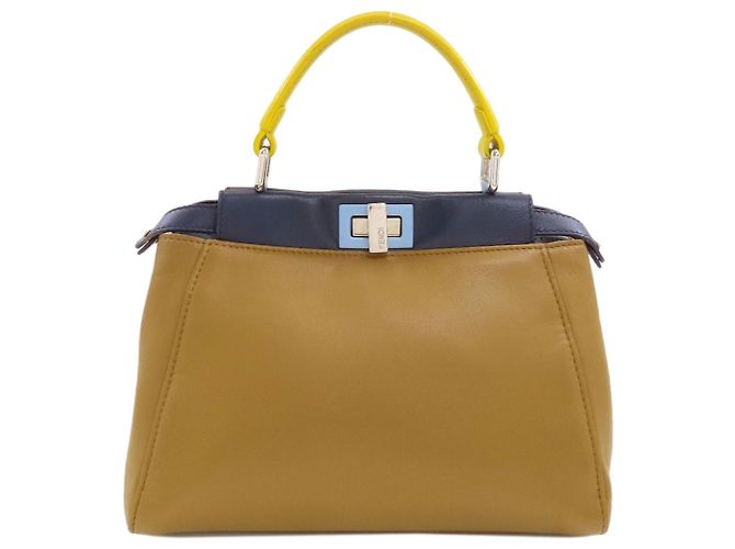 Borsa Fendi Peekaboo Mini 2-Way Marrone Giallo Blu navy - vista 2