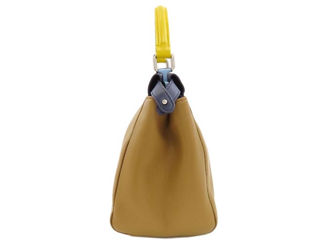 Borsa Fendi Peekaboo Mini 2-Way Marrone Giallo Blu navy - vista 3