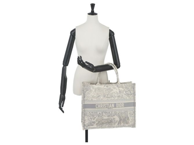 Borsa Christian Dior Book Tote Large Marrone Bianco - vista 10