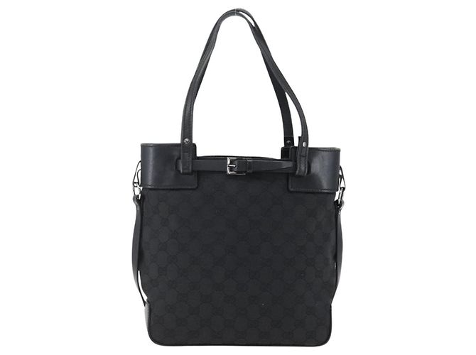 Bolsa Tote Bucket com Cinto Gucci GG Canvas e Couro Small Preto - vista 2