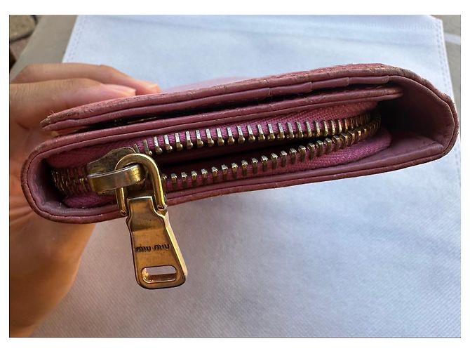 Miu Miu Pink Crocodile Embossed Leather Wallet - view 11