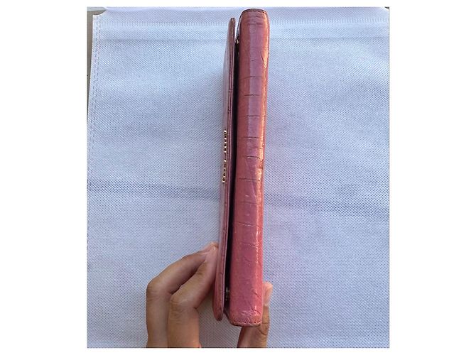 Miu Miu Pink Crocodile Embossed Leather Wallet - view 13