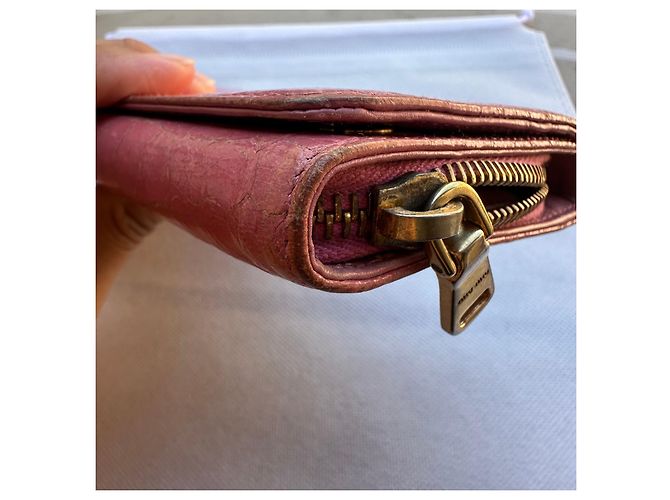 Miu Miu Pink Crocodile Embossed Leather Wallet - view 15