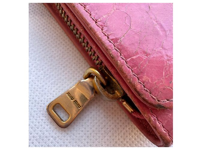 Miu Miu Pink Crocodile Embossed Leather Wallet - view 4