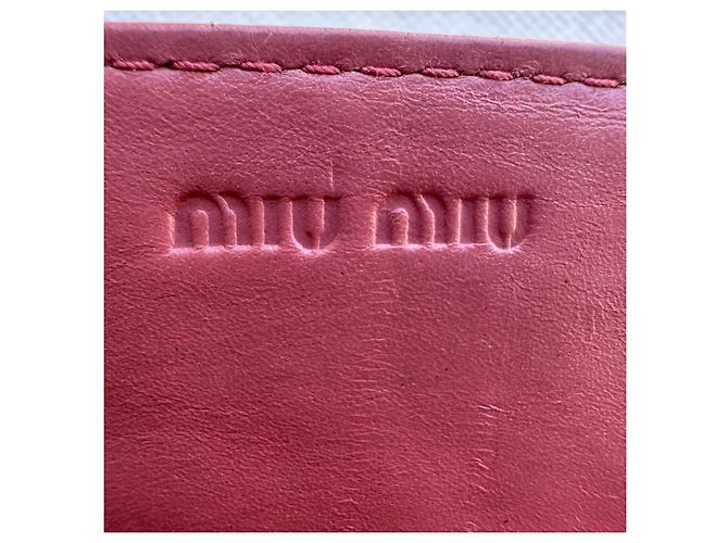 Miu Miu Pink Crocodile Embossed Leather Wallet - view 8