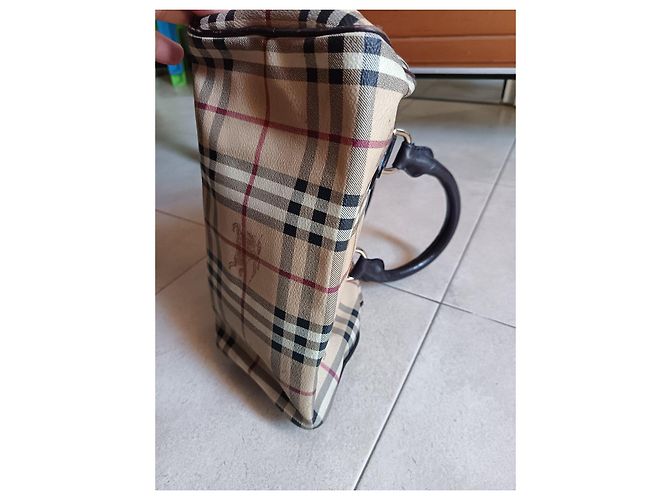 Borsa a mano Burberry Haymarket Marrone Beige - vista 4