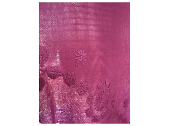 Autre Marque Shirin Sehan Écharpe en cachemire brodée violette - vue 3