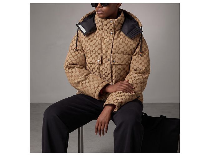 Gucci Herren-Daunenjacke mit GG-Motiv Braun Beige - vista 6