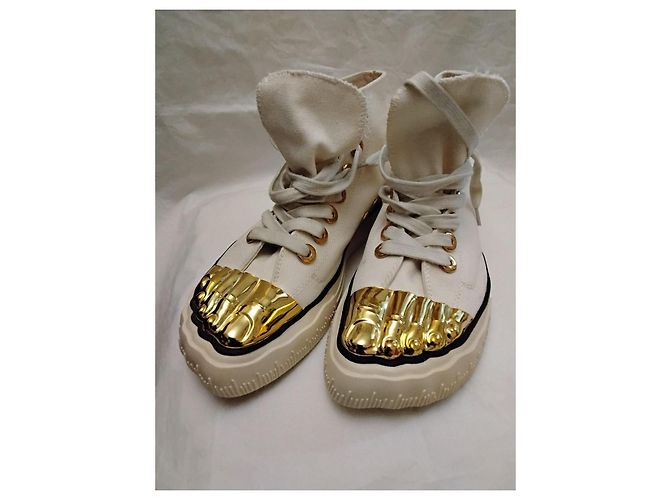 Schiaparelli Basket All-Schiap High-Top Canvas Sneaker Weiß Golden - Ansicht 10