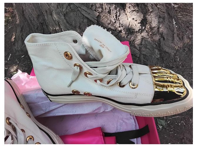 Schiaparelli Basket All-Schiap High-Top Canvas Sneaker Weiß Golden - Ansicht 3