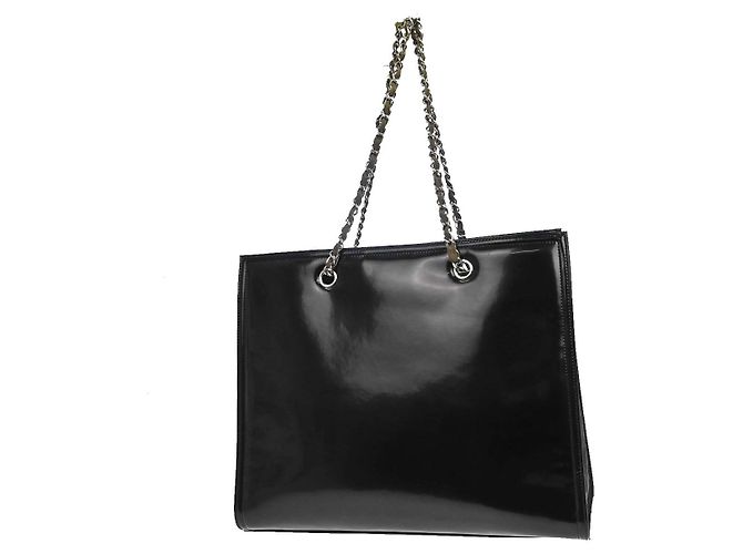 Bolso Chanel Lipstick Open Tote de vinilo charol Large Negro - vista 2