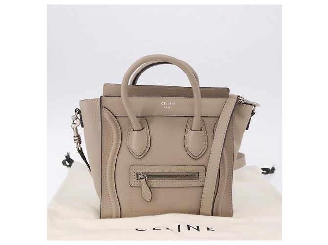 Céline CELINE Luggage Nano Hand Bag Leather 2way Beige Auth 198753V - vista 12