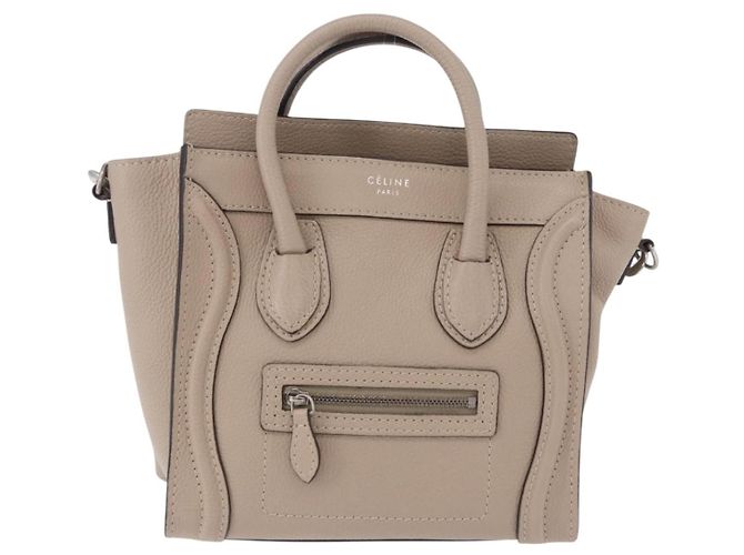 Céline CELINE Luggage Nano Hand Bag Leather 2way Beige Auth 198753V - vista 13