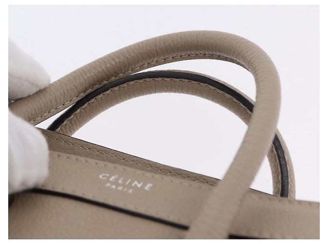Céline CELINE Luggage Nano Hand Bag Leather 2way Beige Auth 198753V - vista 14