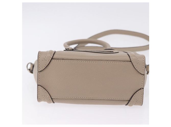 Céline CELINE Luggage Nano Hand Bag Leather 2way Beige Auth 198753V - vista 5