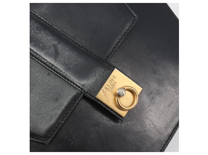 Céline CELINE Hand Bag Leather Black Gold Auth 197040 Golden - view 18