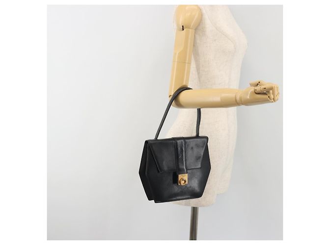 Céline CELINE Hand Bag Leather Black Gold Auth 197040 Golden - view 25