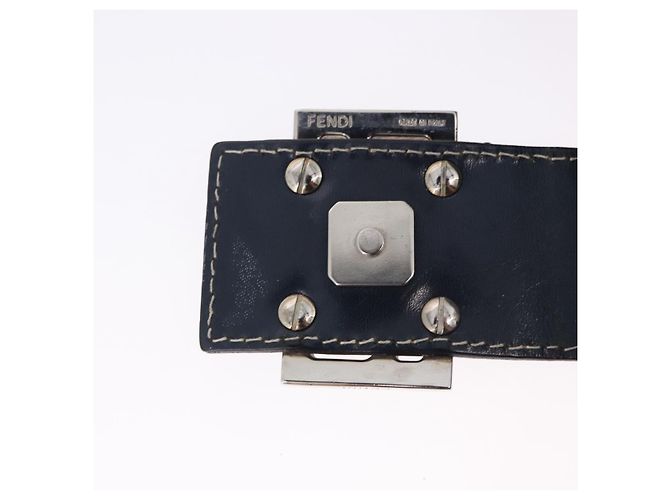 Borsa a tracolla FENDI Zucchino Canvas Mamma Baguette Navy Silver Auth 198353V Argento Blu navy - vista 10