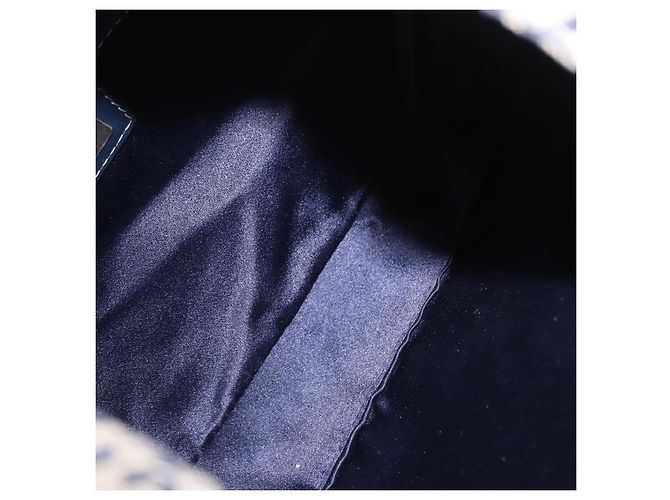 Borsa a tracolla FENDI Zucchino Canvas Mamma Baguette Navy Silver Auth 198353V Argento Blu navy - vista 11
