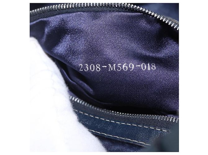 Borsa a tracolla FENDI Zucchino Canvas Mamma Baguette Navy Silver Auth 198353V Argento Blu navy - vista 12