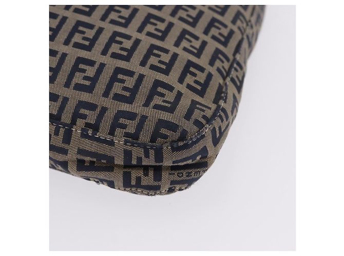 Borsa a tracolla FENDI Zucchino Canvas Mamma Baguette Navy Silver Auth 198353V Argento Blu navy - vista 15