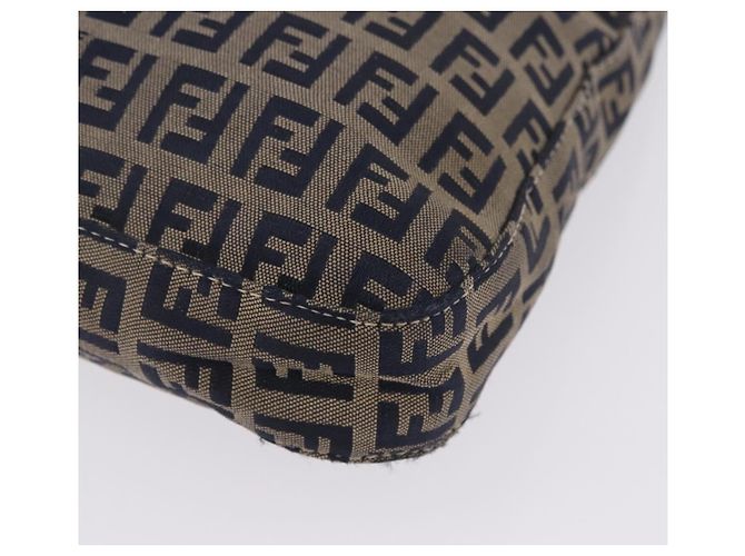 Borsa a tracolla FENDI Zucchino Canvas Mamma Baguette Navy Silver Auth 198353V Argento Blu navy - vista 17