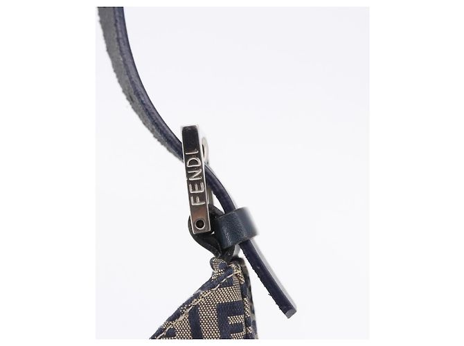 Borsa a tracolla FENDI Zucchino Canvas Mamma Baguette Navy Silver Auth 198353V Argento Blu navy - vista 18