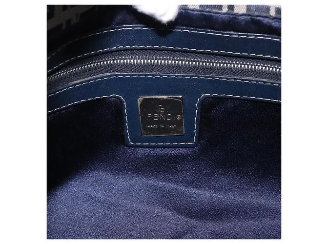 Borsa a tracolla FENDI Zucchino Canvas Mamma Baguette Navy Silver Auth 198353V Argento Blu navy - vista 20