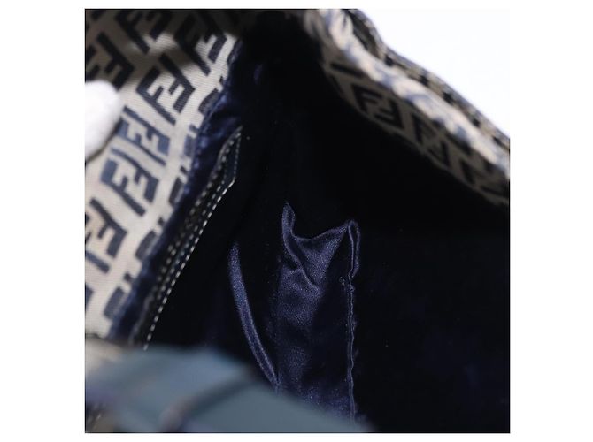 Borsa a tracolla FENDI Zucchino Canvas Mamma Baguette Navy Silver Auth 198353V Argento Blu navy - vista 21