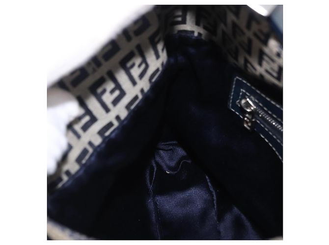 Borsa a tracolla FENDI Zucchino Canvas Mamma Baguette Navy Silver Auth 198353V Argento Blu navy - vista 22