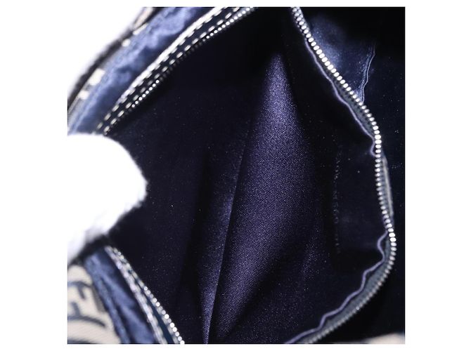 Borsa a tracolla FENDI Zucchino Canvas Mamma Baguette Navy Silver Auth 198353V Argento Blu navy - vista 24