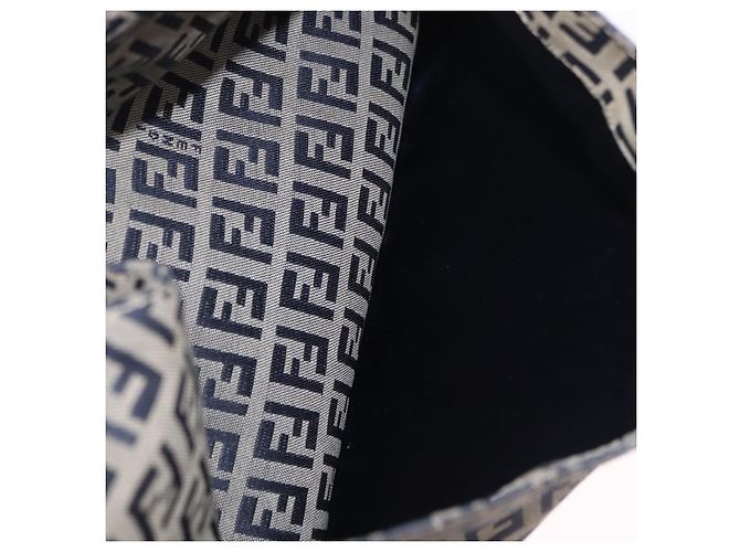 Borsa a tracolla FENDI Zucchino Canvas Mamma Baguette Navy Silver Auth 198353V Argento Blu navy - vista 25