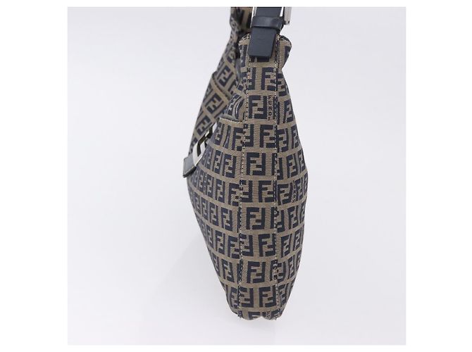 Borsa a tracolla FENDI Zucchino Canvas Mamma Baguette Navy Silver Auth 198353V Argento Blu navy - vista 4