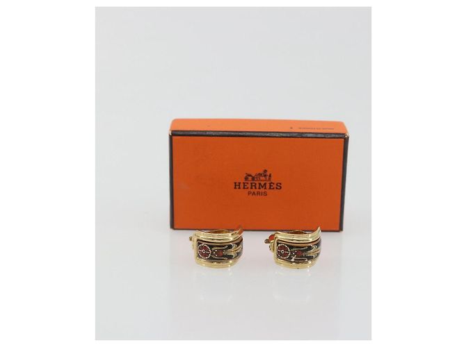 Hermès Orecchini HERMES Metallo Tono Oro Auth 198808V - vista 10